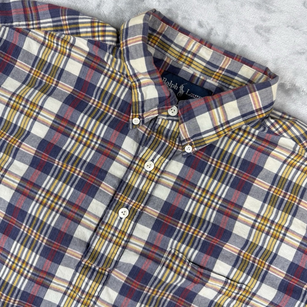 Ralph Lauren Polo Shirt Men's XL Short Sleeve, Button Down, Plaid